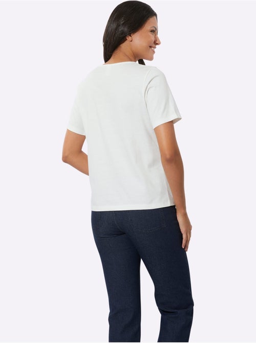 T-shirt à Encolure Ronde Imprimé Transfert Avec Brillance - Taille Standard - Moda Vilona - Kiabi T-shirt à Encolure Ronde Imprimé Transfert Avec Brillance - Taille Standard - Moda Vilona - Kiabi