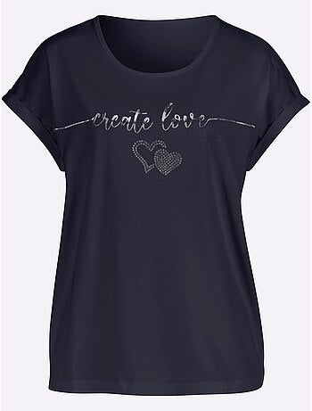 T-shirt à Encolure Ronde Imprimé Transfert Couleur Argenté - Taille Standard - Moda Vilona