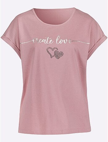 T-shirt à Encolure Ronde Imprimé Transfert Couleur Argenté - Taille Standard - Moda Vilona