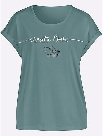 T-shirt à Encolure Ronde Imprimé Transfert Couleur Argenté - Taille Standard - Moda Vilona