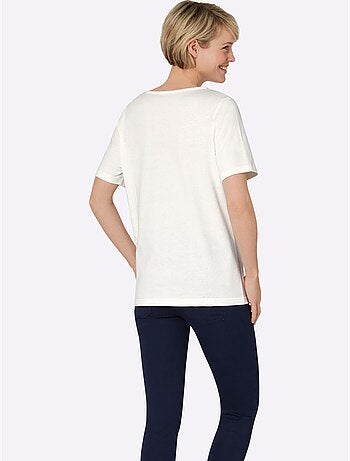 T-shirt à Encolure Ronde Joli Imprimé à L'encolure - Taille Standard - Moda Vilona