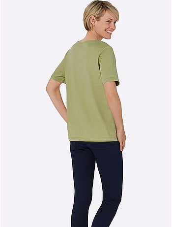 T-shirt à Encolure Ronde Joli Imprimé à L'encolure - Taille Standard - Moda Vilona