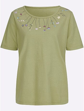 T-shirt à Encolure Ronde Joli Imprimé à L'encolure - Taille Standard - Moda Vilona