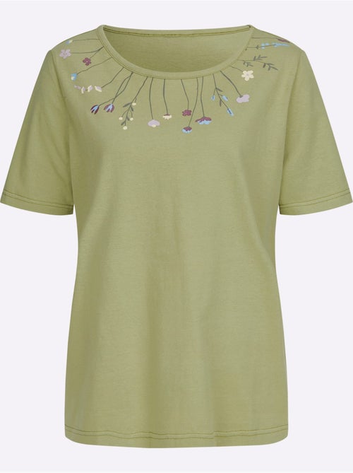 T-shirt à Encolure Ronde Joli Imprimé à L'encolure - Taille Standard - Moda Vilona - Kiabi