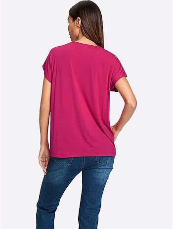 T-shirt à encolure ronde joli imprimé devant - taille standard - helline