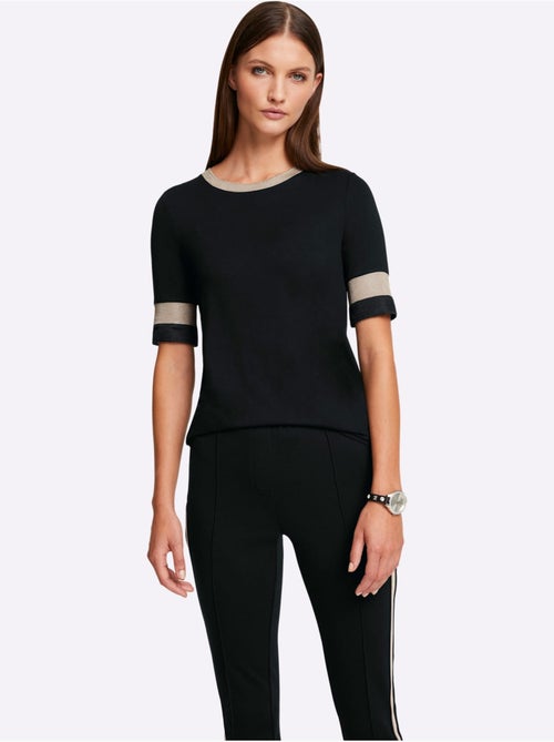 T-shirt à Encolure Ronde Joli Mélange De Matières - Taille Standard - helline - Kiabi