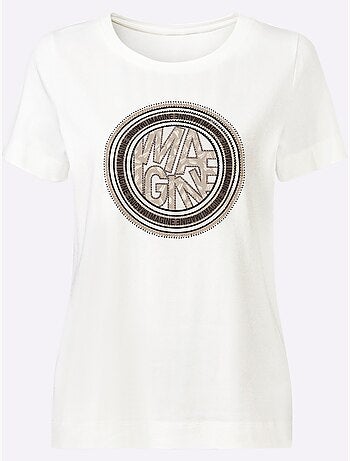 T-shirt à Encolure Ronde Jolies Pierres Brillantes Fantaisie - Taille Standard - Helline