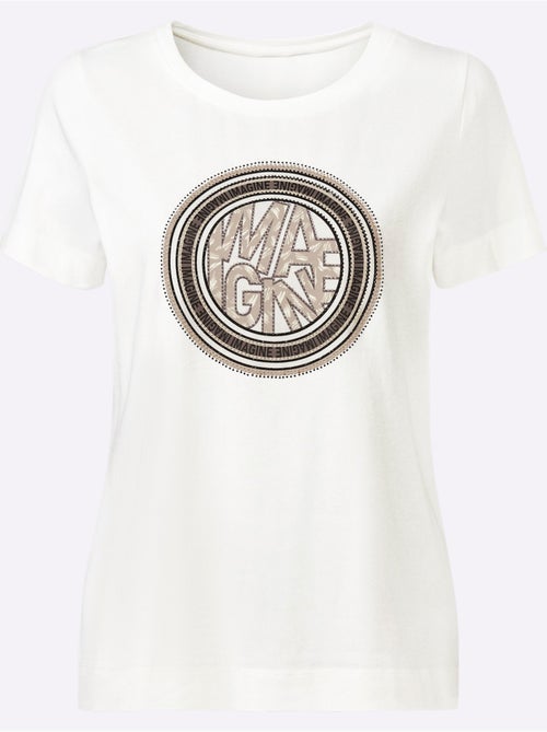 T-shirt à Encolure Ronde Jolies Pierres Brillantes Fantaisie - Taille Standard - helline - Kiabi