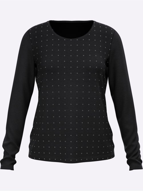 T-shirt à encolure ronde jolies pierres brillantes fantaisie - taille standard - helline - Kiabi