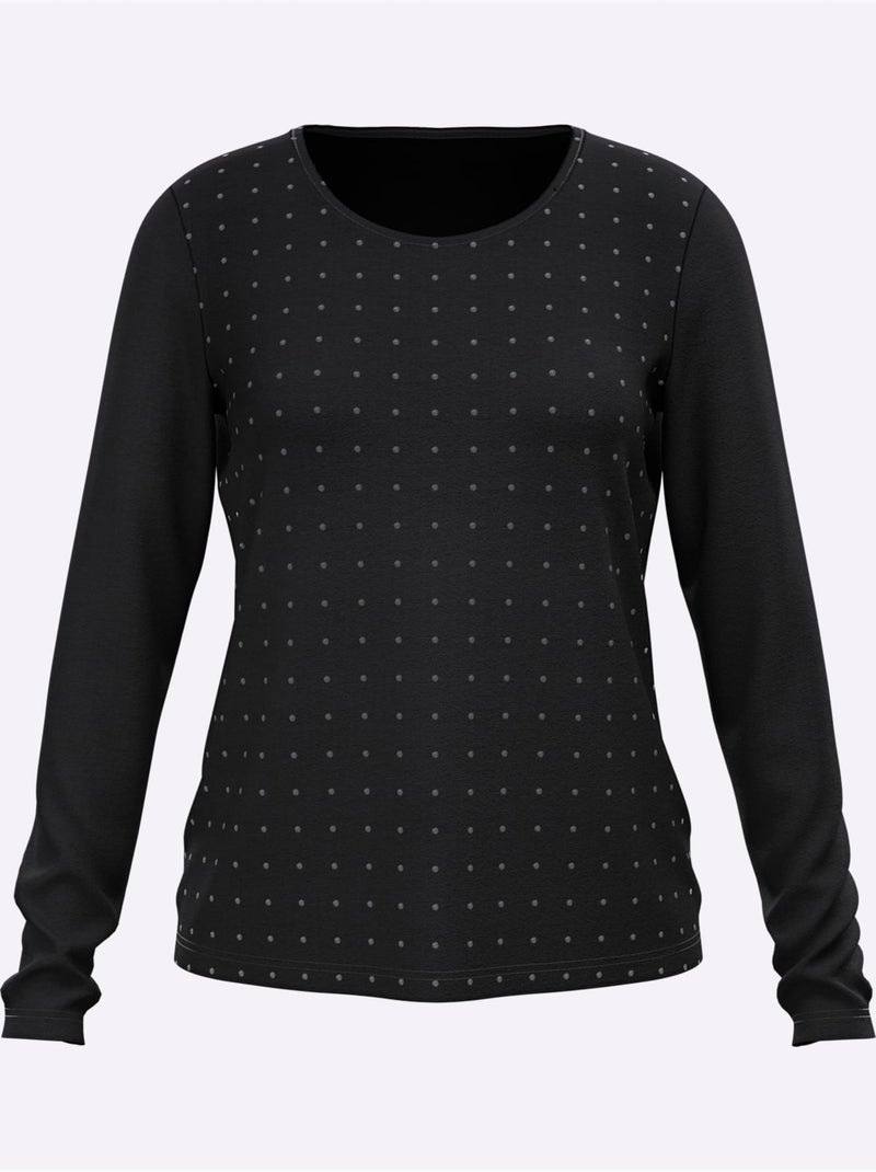 T-shirt à encolure ronde jolies pierres brillantes fantaisie - taille standard - helline Noir - Kiabi