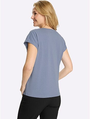 T-shirt à Encolure Ronde Mancherons Tendance - Taille Standard - Moda Vilona