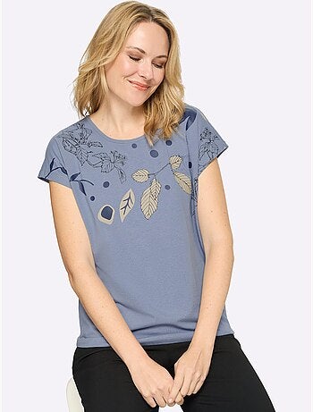T-shirt à Encolure Ronde Mancherons Tendance - Taille Standard - Moda Vilona