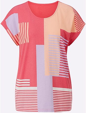 T-shirt à Encolure Ronde Mancherons Tendance - Taille Standard - Moda Vilona