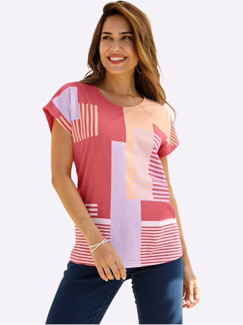 T-shirt à Encolure Ronde Mancherons Tendance - Taille Standard - Moda Vilona - Kiabi