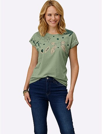 T-shirt à Encolure Ronde Mancherons Tendance - Taille Standard - Moda Vilona