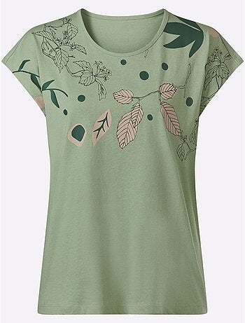 T-shirt à Encolure Ronde Mancherons Tendance - Taille Standard - Moda Vilona