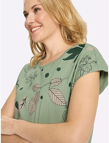 T-shirt à Encolure Ronde Mancherons Tendance - Taille Standard - Moda Vilona