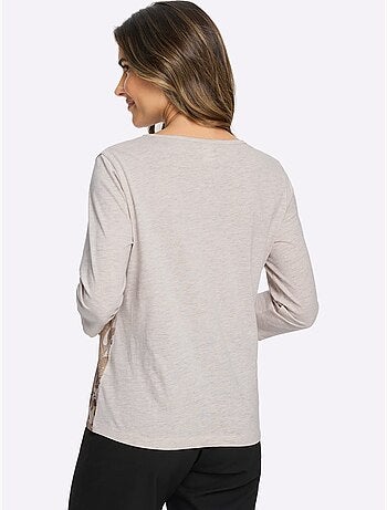 T-shirt à encolure ronde manches 3/4 mode - taille standard - moda vilona