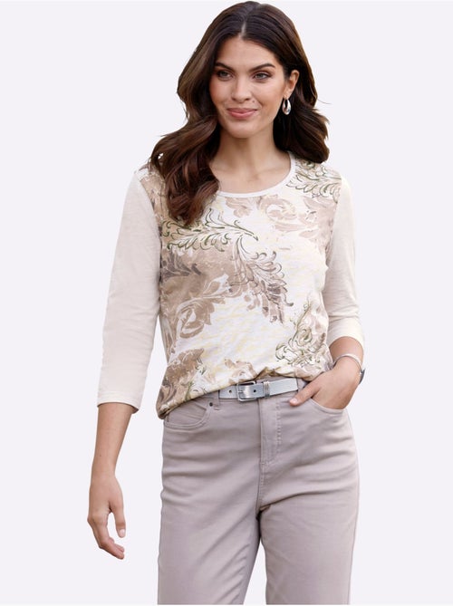 T-shirt à Encolure Ronde Manches 3/4 Mode - Taille Standard - Moda Vilona - Kiabi T-shirt à Encolure Ronde Manches 3/4 Mode - Taille Standard - Moda Vilona - Kiabi