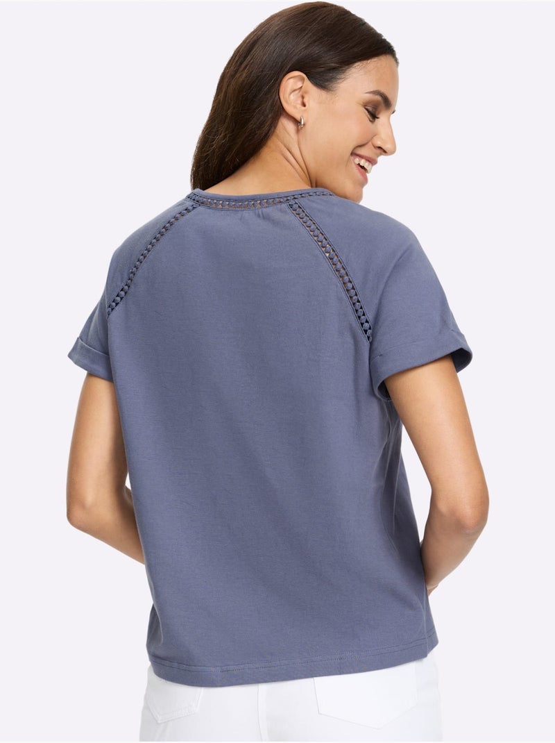 T-shirt à Encolure Ronde Manches Raglan Courtes - Taille Standard - Witt Bleu - Kiabi