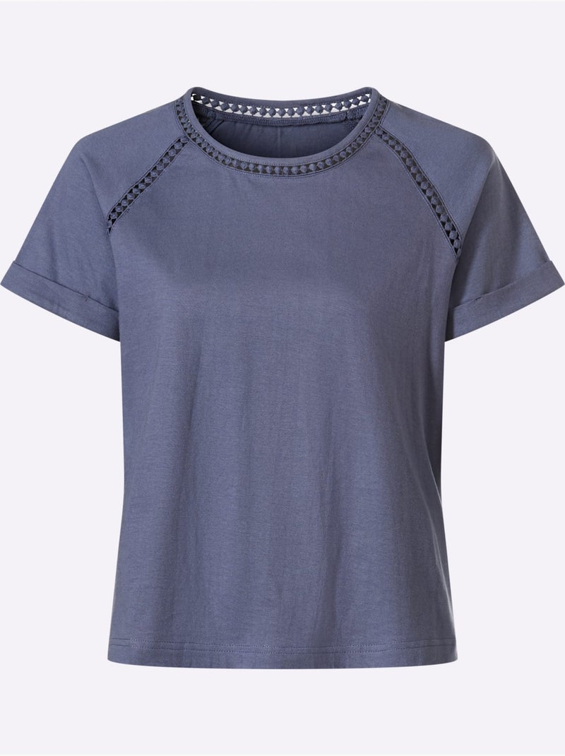 T-shirt à Encolure Ronde Manches Raglan Courtes - Taille Standard - Witt Bleu - Kiabi