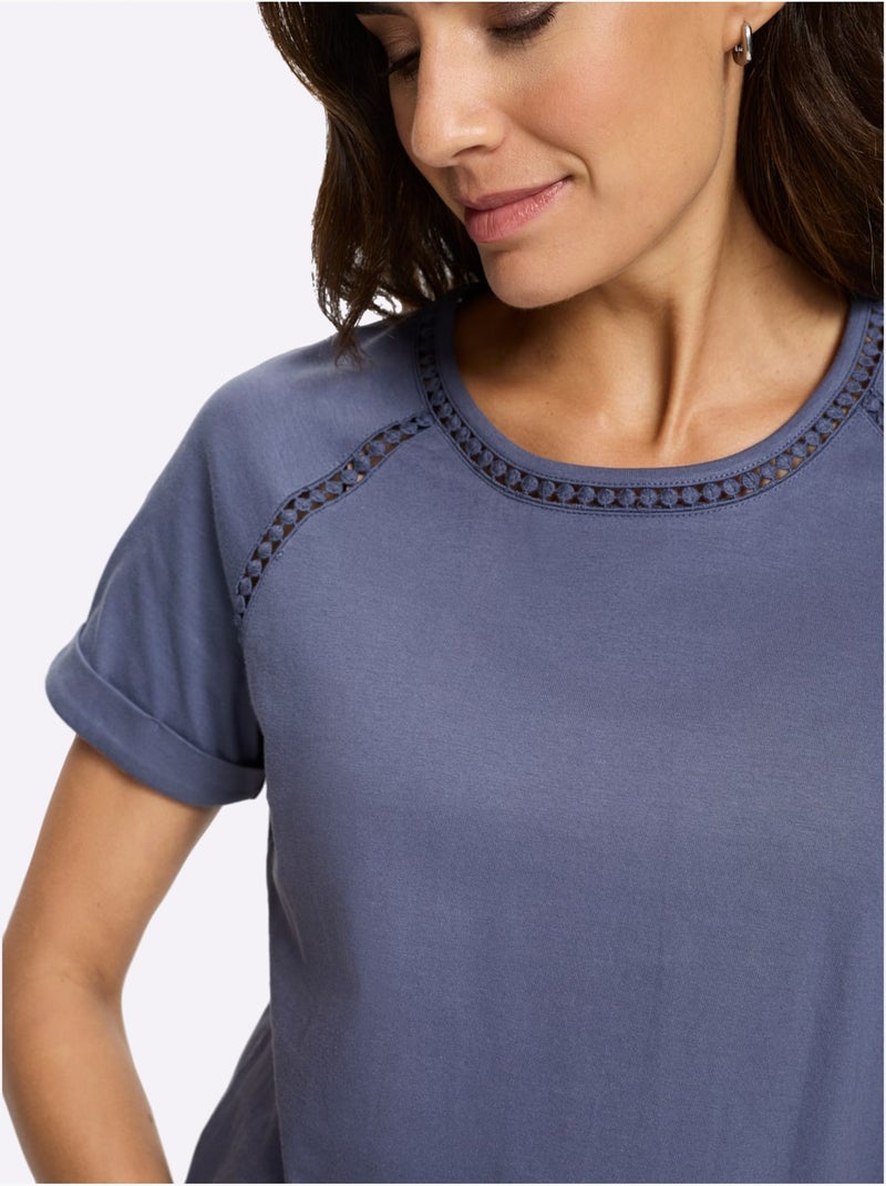 T-shirt à Encolure Ronde Manches Raglan Courtes - Taille Standard - Witt Bleu - Kiabi