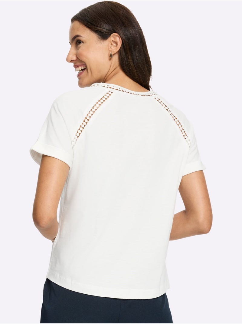 T-shirt à Encolure Ronde Manches Raglan Courtes - Taille Standard - Witt Ecru - Kiabi