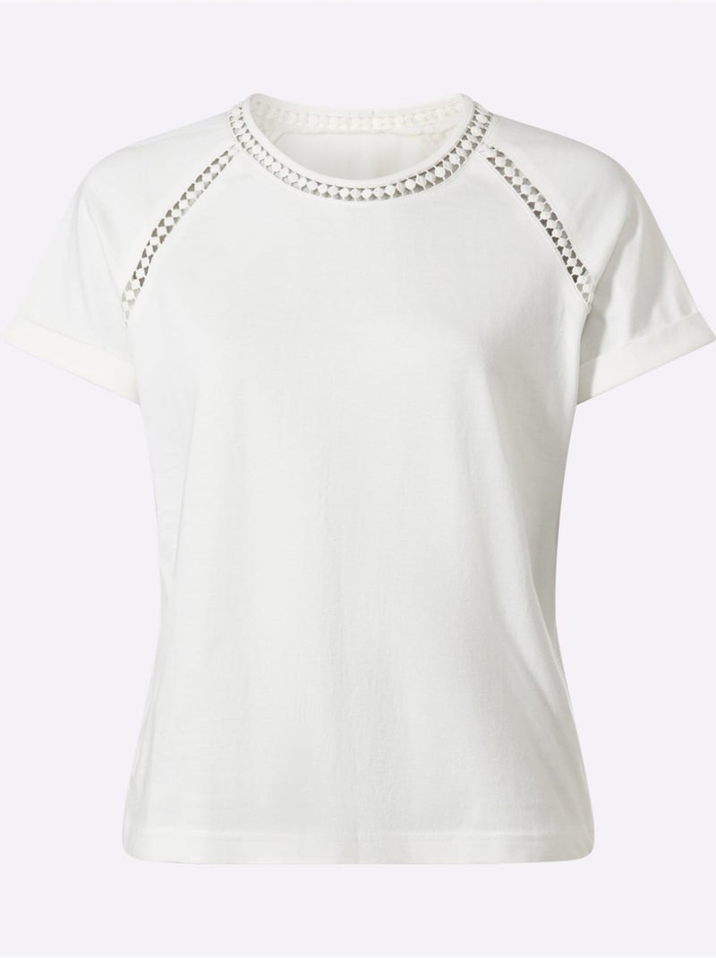 T-shirt à Encolure Ronde Manches Raglan Courtes - Taille Standard - Witt Ecru - Kiabi
