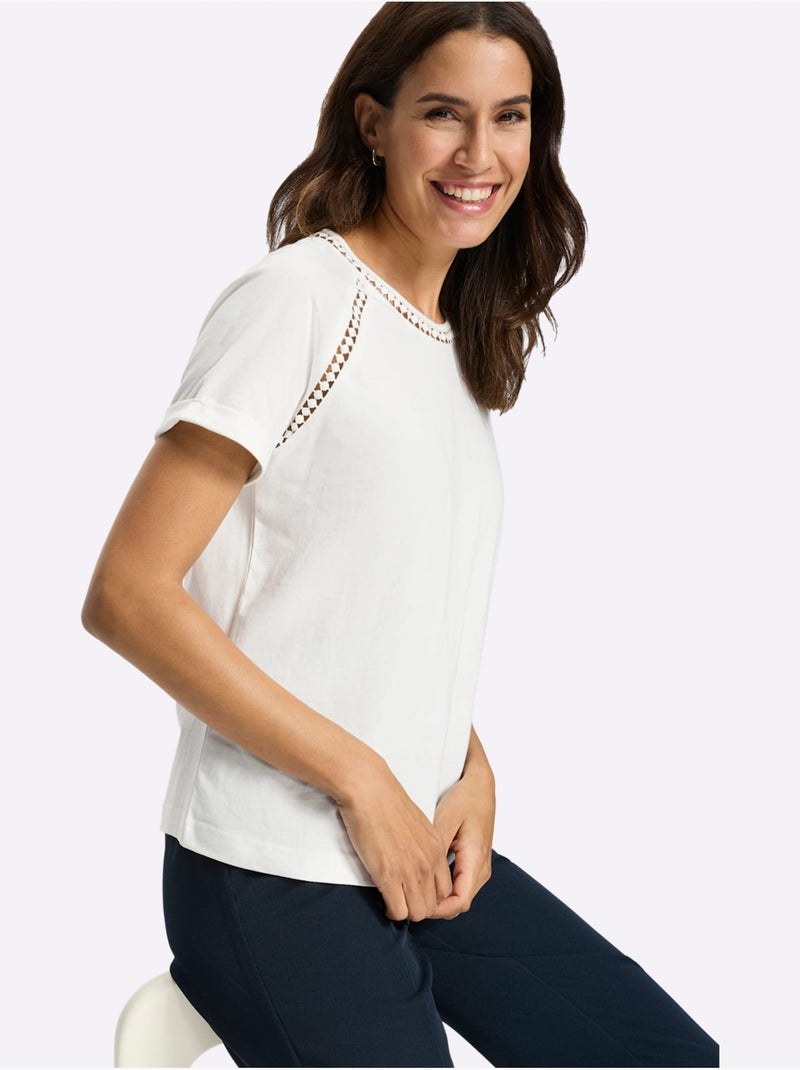 T-shirt à Encolure Ronde Manches Raglan Courtes - Taille Standard - Witt Ecru - Kiabi