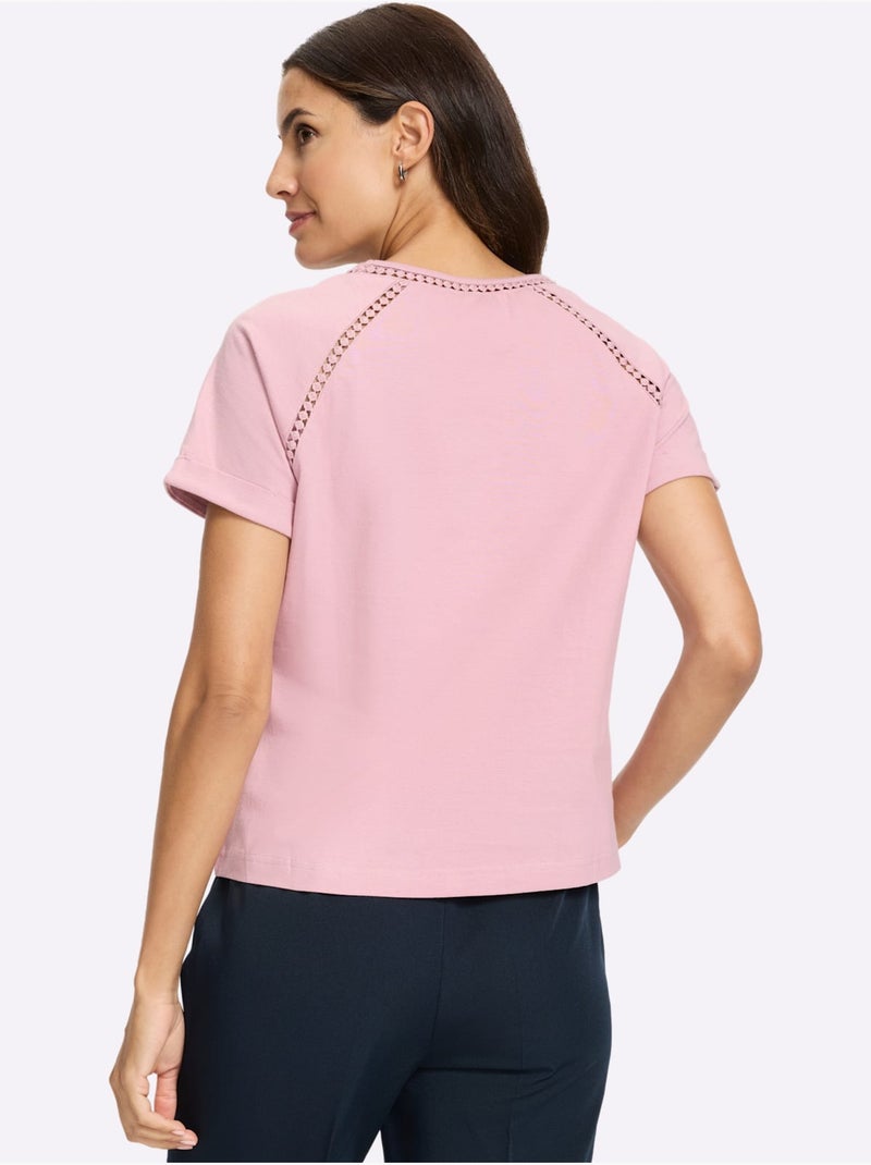T-shirt à Encolure Ronde Manches Raglan Courtes - Taille Standard - Witt Mauve - Kiabi