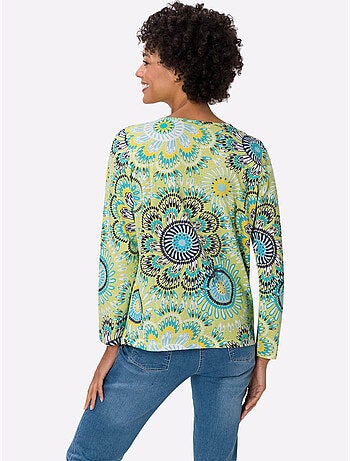 T-shirt à Encolure Ronde Motif Coloré - Taille Standard - Moda Vilona