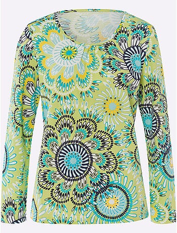 T-shirt à Encolure Ronde Motif Coloré - Taille Standard - Moda Vilona