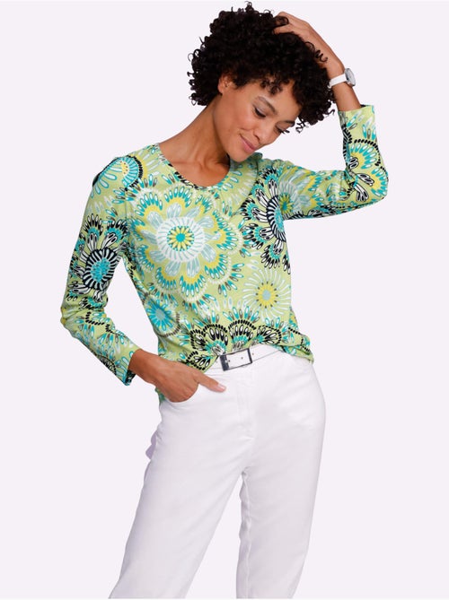 T-shirt à Encolure Ronde Motif Coloré - Taille Standard - Moda Vilona - Kiabi