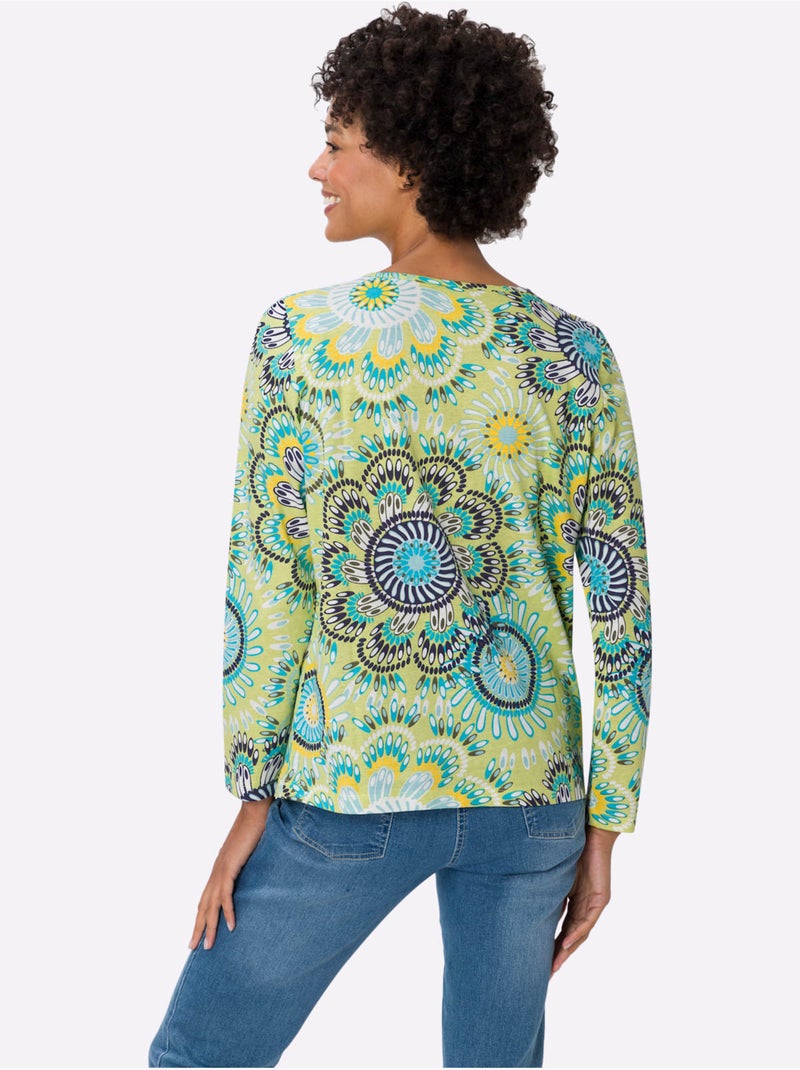 T-shirt à Encolure Ronde Motif Coloré - Taille Standard - Moda Vilona Bleu Vert - Kiabi