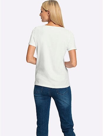 T-shirt à Encolure Ronde Motif Imprimé Devant - Taille Standard - Helline
