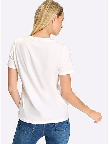 T-shirt à Encolure Ronde Motif Imprimé Devant - Taille Standard - Helline