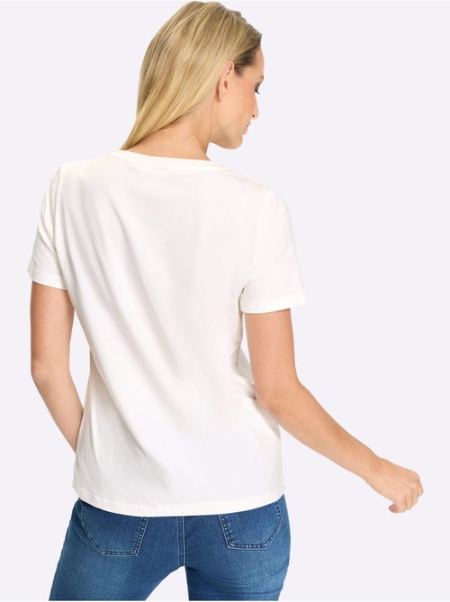 T-shirt à Encolure Ronde Motif Imprimé Devant - Taille Standard - Helline - Kiabi T-shirt à Encolure Ronde Motif Imprimé Devant - Taille Standard - Helline - Kiabi