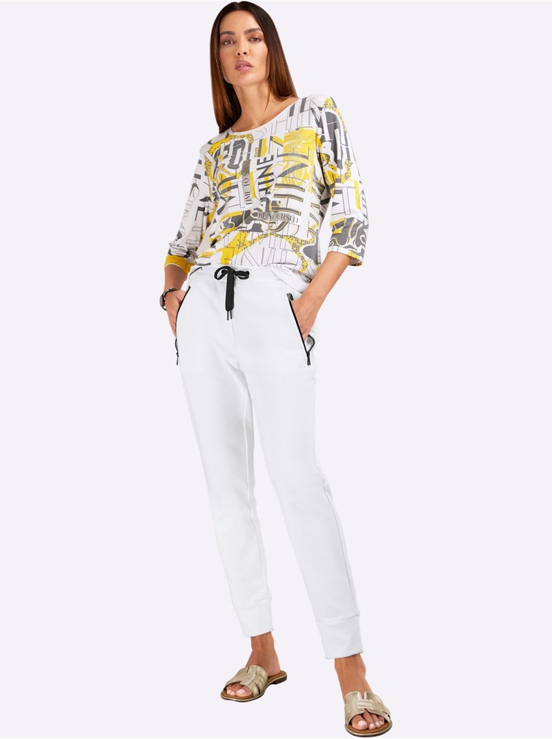 T-shirt à Encolure Ronde Motif Imprimé Exclusif - Taille Standard - Helline Noir Jaune - Kiabi
