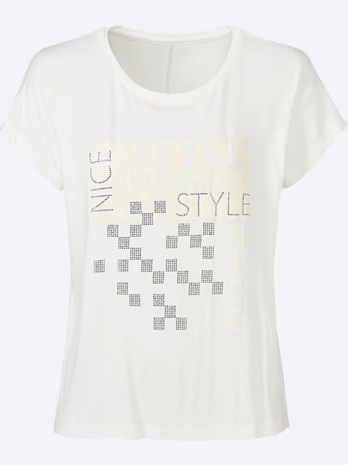 T-shirt à Encolure Ronde Motif Imprimé Exclusif Devant - Taille Standard - helline - Kiabi