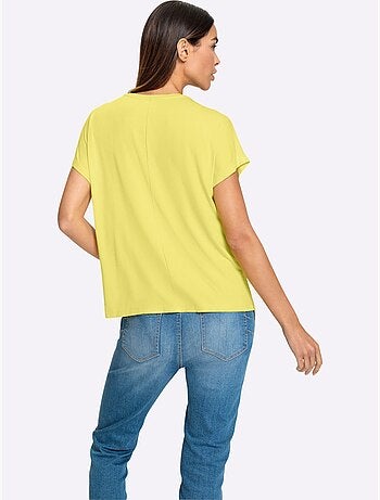 T-shirt à encolure ronde motif imprimé exclusif devant - taille standard - helline