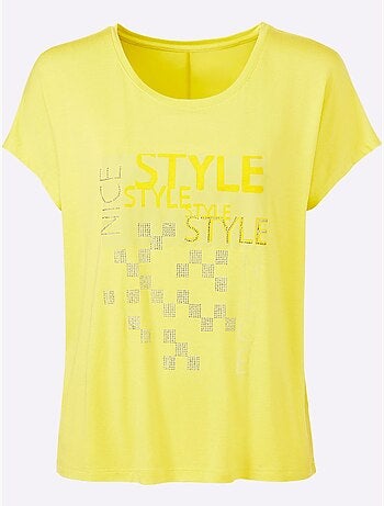 T-shirt à encolure ronde motif imprimé exclusif devant - taille standard - helline