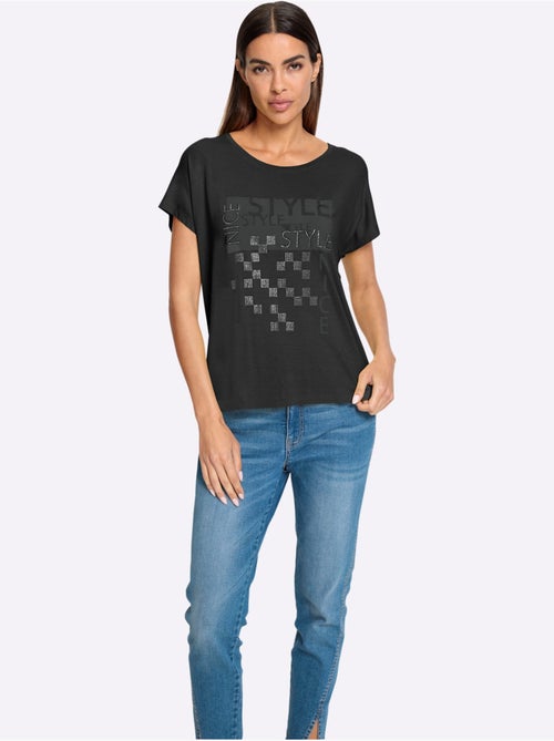 T-shirt à Encolure Ronde Motif Imprimé Exclusif Devant - Taille Standard - helline - Kiabi