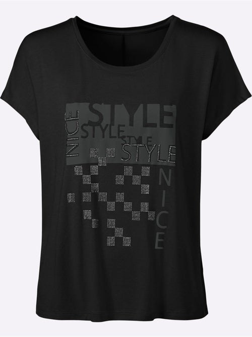 T-shirt à Encolure Ronde Motif Imprimé Exclusif Devant - Taille Standard - helline - Kiabi