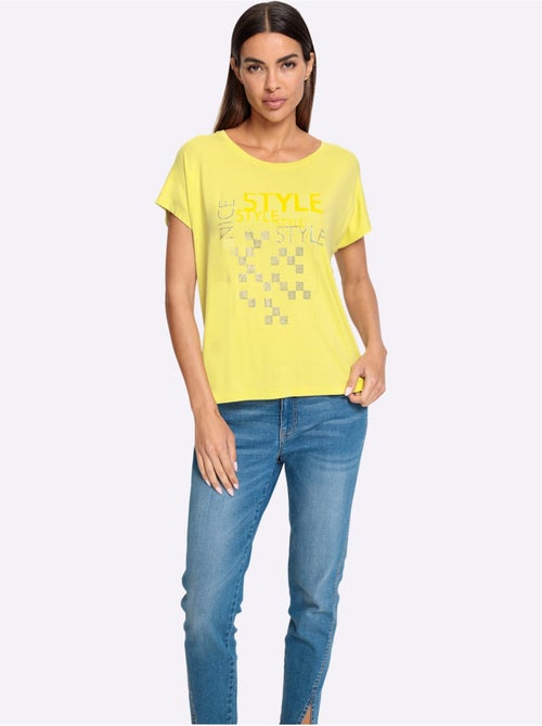 T-shirt à Encolure Ronde Motif Imprimé Exclusif Devant - Taille Standard - helline - Kiabi
