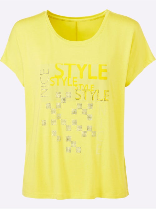 T-shirt à Encolure Ronde Motif Imprimé Exclusif Devant - Taille Standard - helline - Kiabi