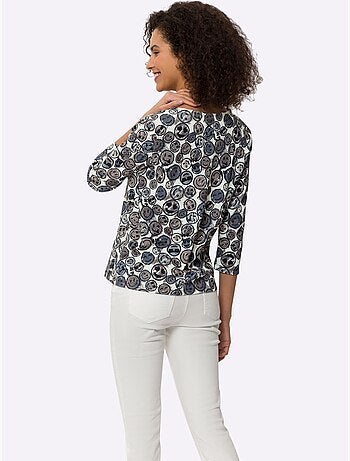 T-shirt à Encolure Ronde Motif Imprimé Fantaisie - Taille Standard - Helline