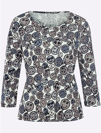 T-shirt à Encolure Ronde Motif Imprimé Fantaisie - Taille Standard - Helline