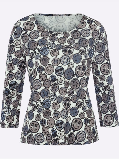 T-shirt à Encolure Ronde Motif Imprimé Fantaisie - Taille Standard - Helline - Kiabi