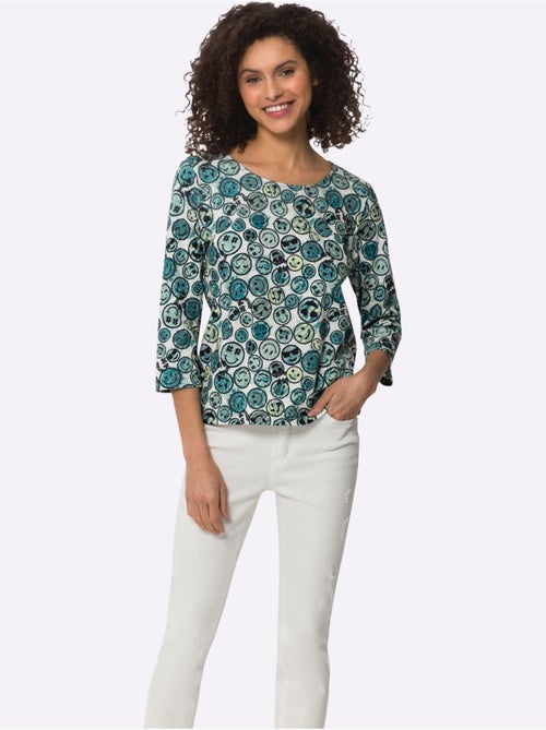 T-shirt à Encolure Ronde Motif Imprimé Fantaisie - Taille Standard - helline - Kiabi