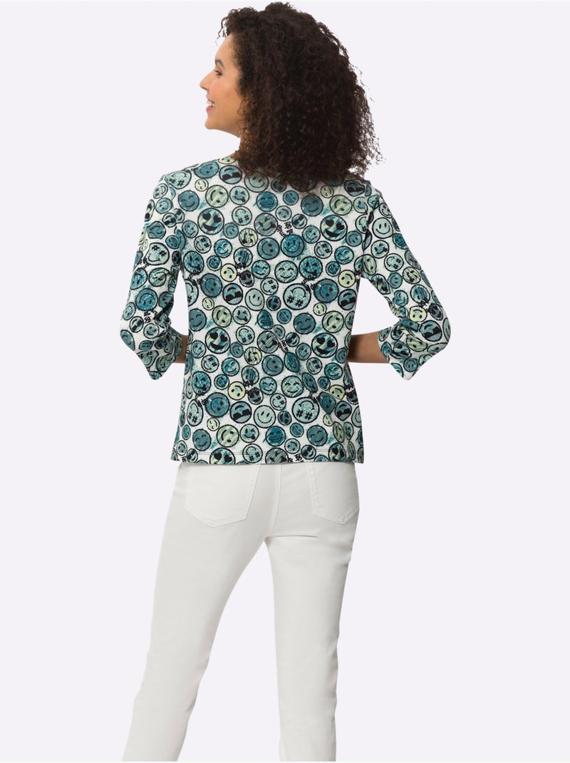 T-shirt à Encolure Ronde Motif Imprimé Fantaisie - Taille Standard - Helline Vert - Kiabi